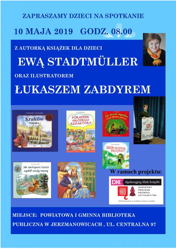Zapraszamy na spotkanie autorskie z z Ewą Stadtmüller i Łukaszem Zabdyrem 10.05.2019